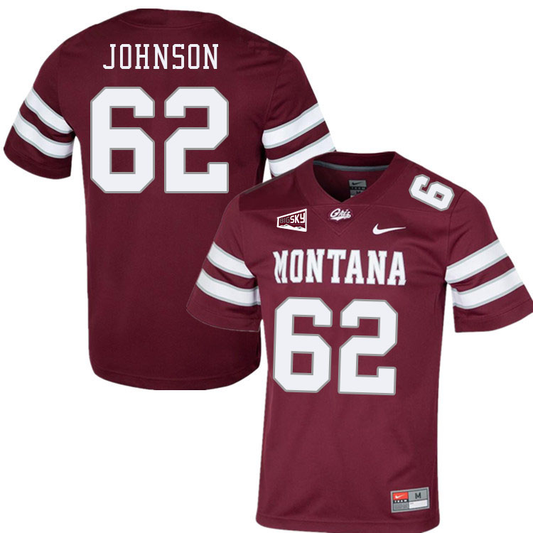 Montana Grizzlies #62 Everett Johnson College Football Jerseys Stitched Sale-Maroon